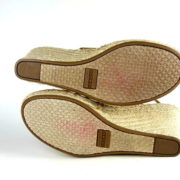 TOMS Natural Canvas Espadrille Wedge Sandals, Size 7 Never worn. - Picture 11 of 12